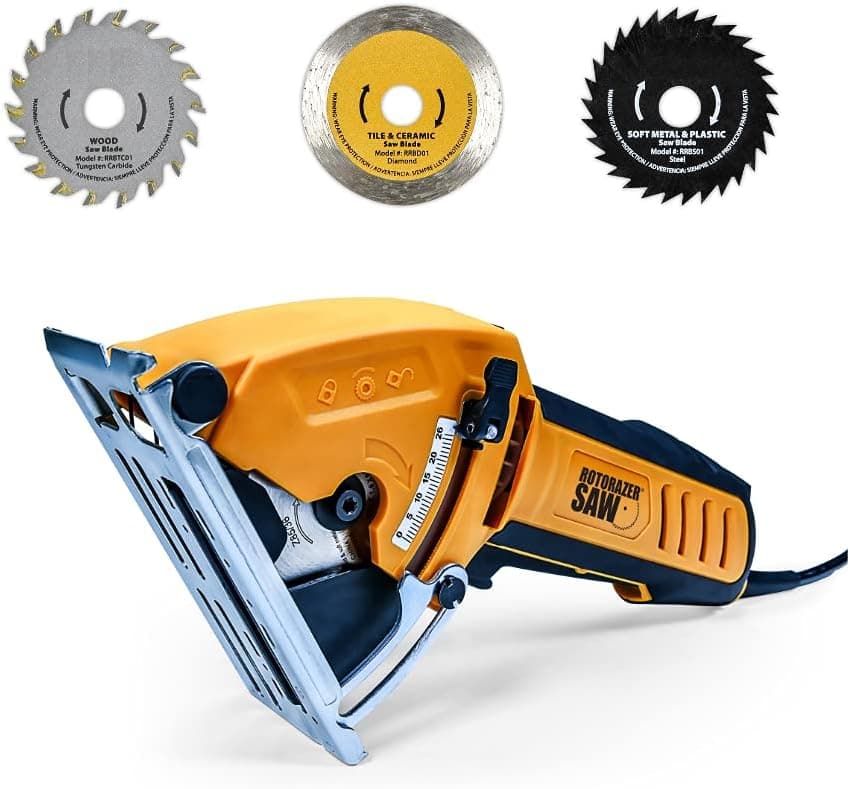 ROTORAZER Compact Circular Saw Set and Set of 3 Replacement Blades BUNDLE
