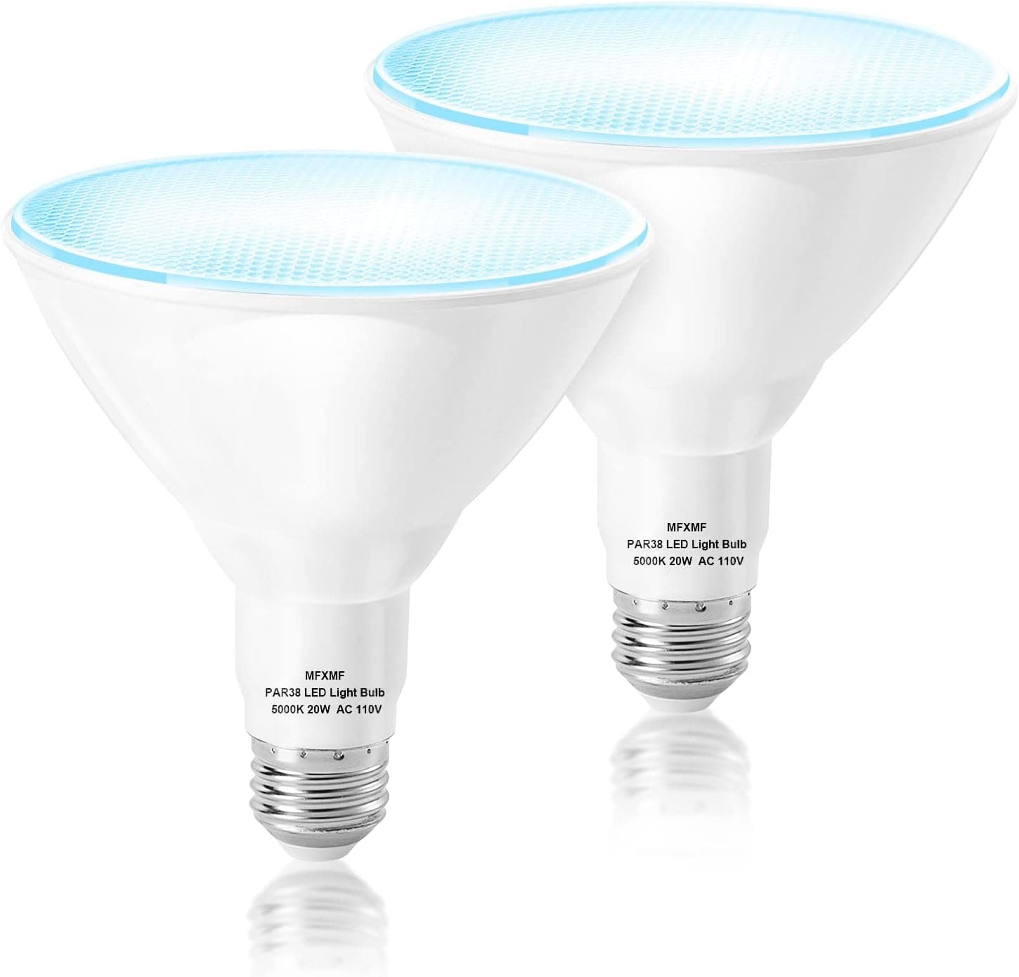 mfxmf LED Flood Outdoor Light Bulb 5000K Daylight，110V E26 Base 20W PAR38 Flood Light Bulbs Replace Up to 200W, Non-Dimmable,1800 Lumens LED Flood Light for Outdoor Hallway Garden（2 Pack）