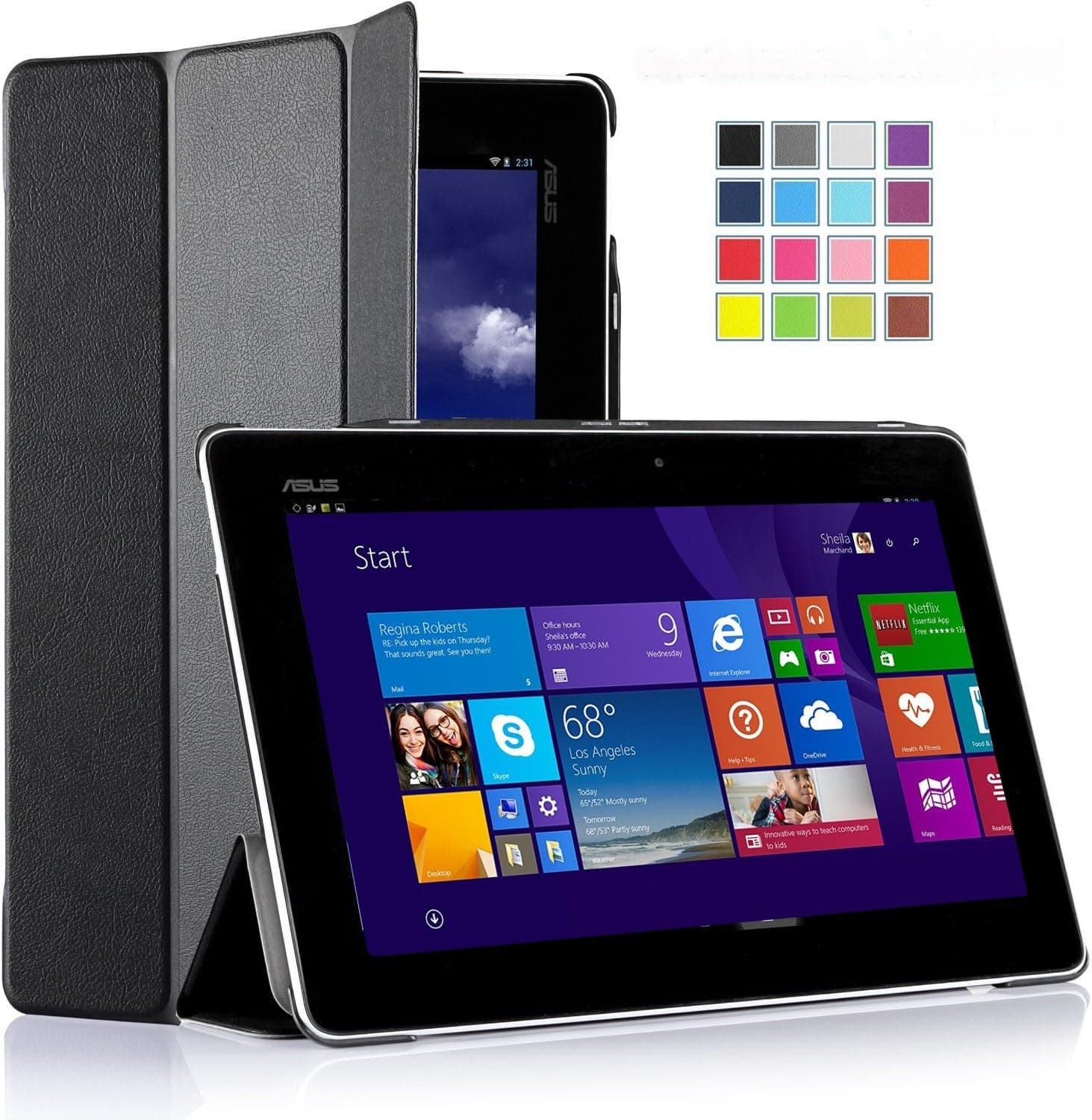 IVSO ASUS Transformer Book T100 Chi Case -Ultra Lightweight Slim Smart Cover Case with Stand Function-Will only fit ASUS Transformer Book T100 Chi tablet (Black)