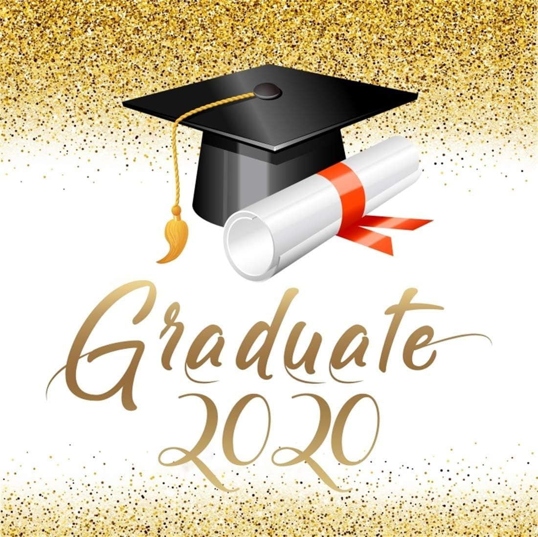 LFEEY 8x8ft Graduation Party Backdrop 2020 Graduate Grads Senior Year Prom Parties Decoration Poster Banner Mortarboard Sequins Photo Background Photo Studio Props