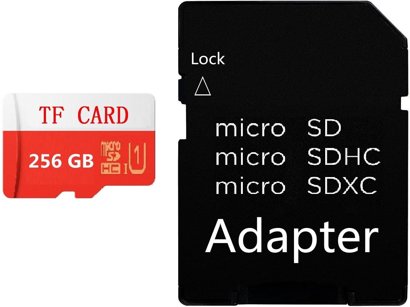 Micro SD Card 256GB, GHNBM Micro SD/HC Class 10 UHS-I High Speed Memory Card for Phone,Tablet and PCs - with Adapter (Red/White)