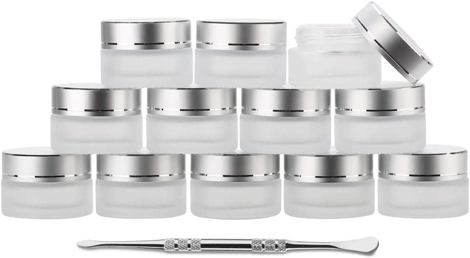 Coolpen UV Protection Small Glass Jars With Lids Reusable 5ml 10ml 20ml Black Food Glass Bottle Mini Airtight Container For Herb Oil Salve Cream leaf Storage 1 Wax Carving Tools (10ML, Frosted)