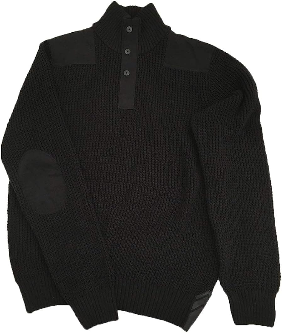 Buffalo David Bitton Men's 1/4 Snap Zip Collared Sweater(Black, Large)