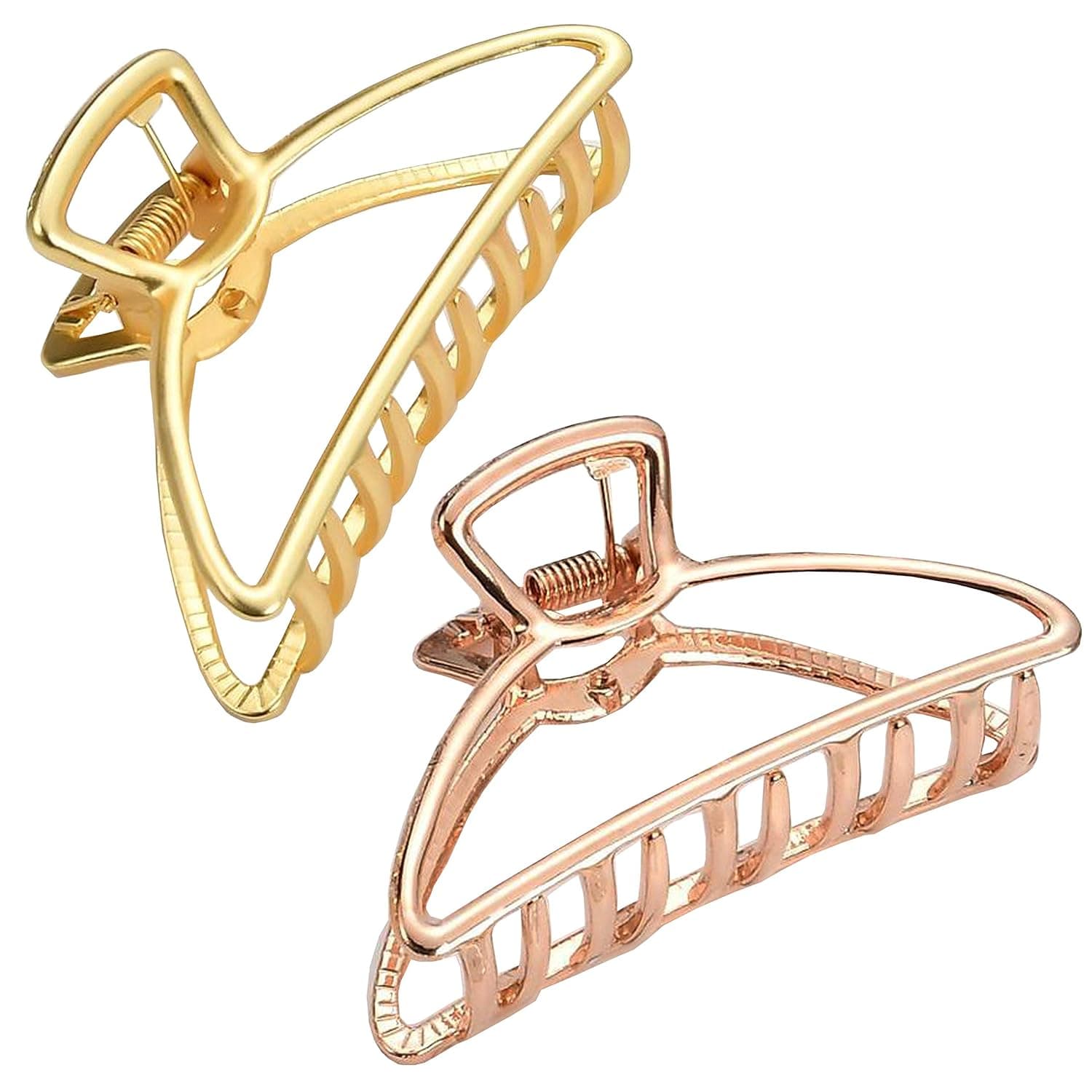HH&LL Hair Clips, 2pcs Large Metal Hair Claw Barrette Clamp Jaw for Women (Gold+ Rose Golden)