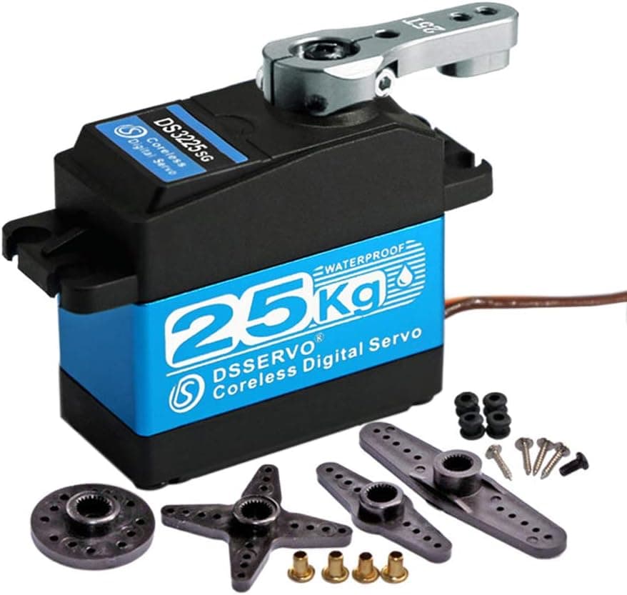DS3225 25KG Coreless Digital RC Servo, Stainless Steel & Aluminum Metal Gear – High Speed High Efficiency High Torque Waterproof Servo for Baja Cars RC Robot (Coreless Angel 270 Degree)