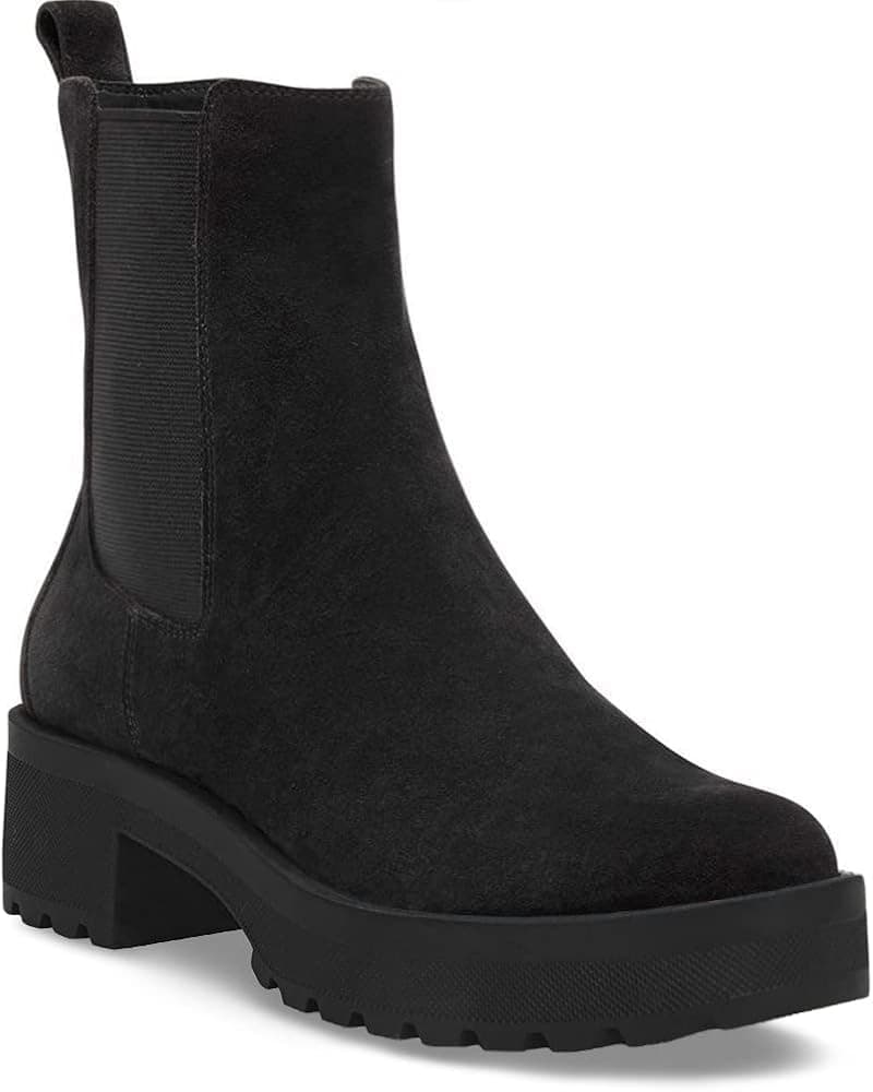 Juliet Holy Womens Platform Lug Sole Chelsea Boots Ankle High Chunky Block Heel Non-Slip Suede Leather Slip on Combat Fashion Booties