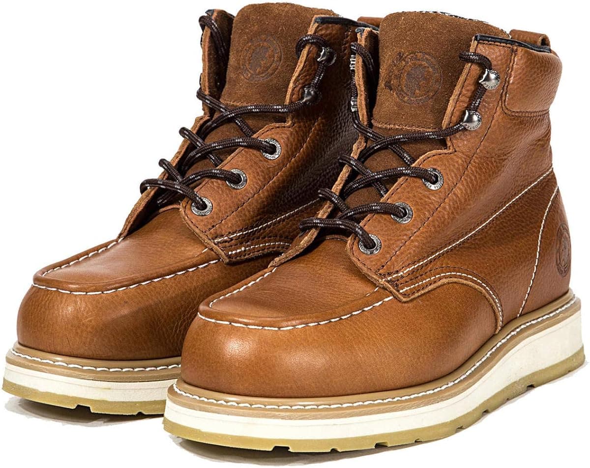 ROCKROOSTER Wedge Work Boots for Men, 6" Composite Toe Water Resistant Industrial & Construction Boots, Comfortable Anti Fatigue Poron Insole, Safety Anti-Puncture Moc Toe (AP828)