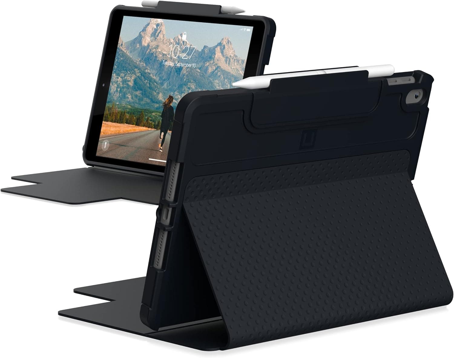 [U] by UAG iPad 10.2 Case Black 9th Generation 2021, 8th Gen 2020, DOT Lightweight Slim Shockproof Smart Folio Protective Cover with Auto/Sleep Wake & Pencil Holder