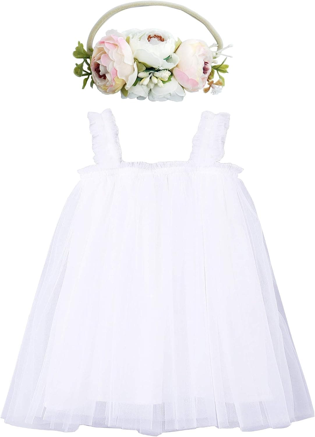 BGFKS Layered Tulle Tutu Dress for Toddler Girls,Baby Girl Rainbow Tutu Princess Skirt Set with Flower Headband.