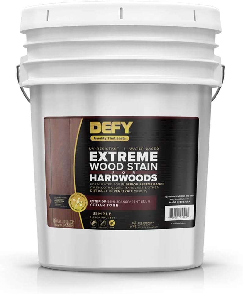 DEFY 5 Gallon Semi-Transparent Deck Stain for Hardwoods, Cedar Tone