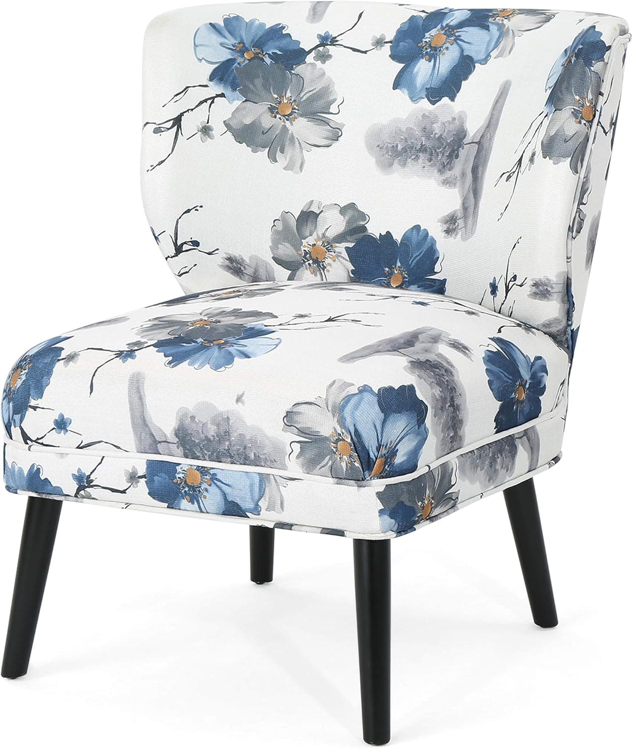Christopher Knight Home Roger Modern Farmhouse Accent Chair, Matte Black, Blue Checkerboard