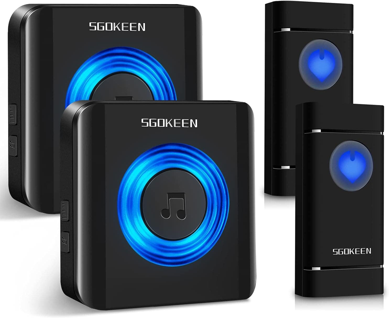Wireless Doorbell - SGOKEEN Waterproof Door Bell Chime Kit Alarm for Home, 1000-ft Long Range, 58 Chimes,Portable Door Chime for Home Office Classroom (2 Receivers)