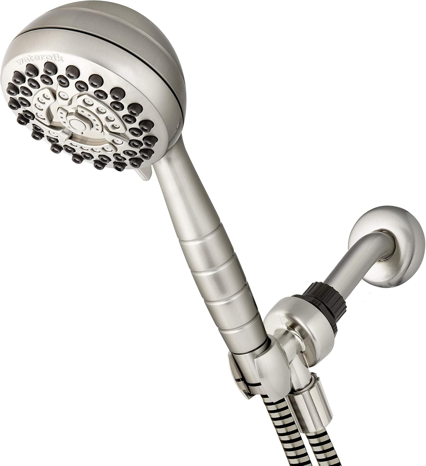 Waterpik High Pressure Powerpulse Massage Hand Held Shower Head, 2.5 Gpm, Brushed Nickel Detachable Shower head with 7 Spray Settings and 5' Hose, XRO-769