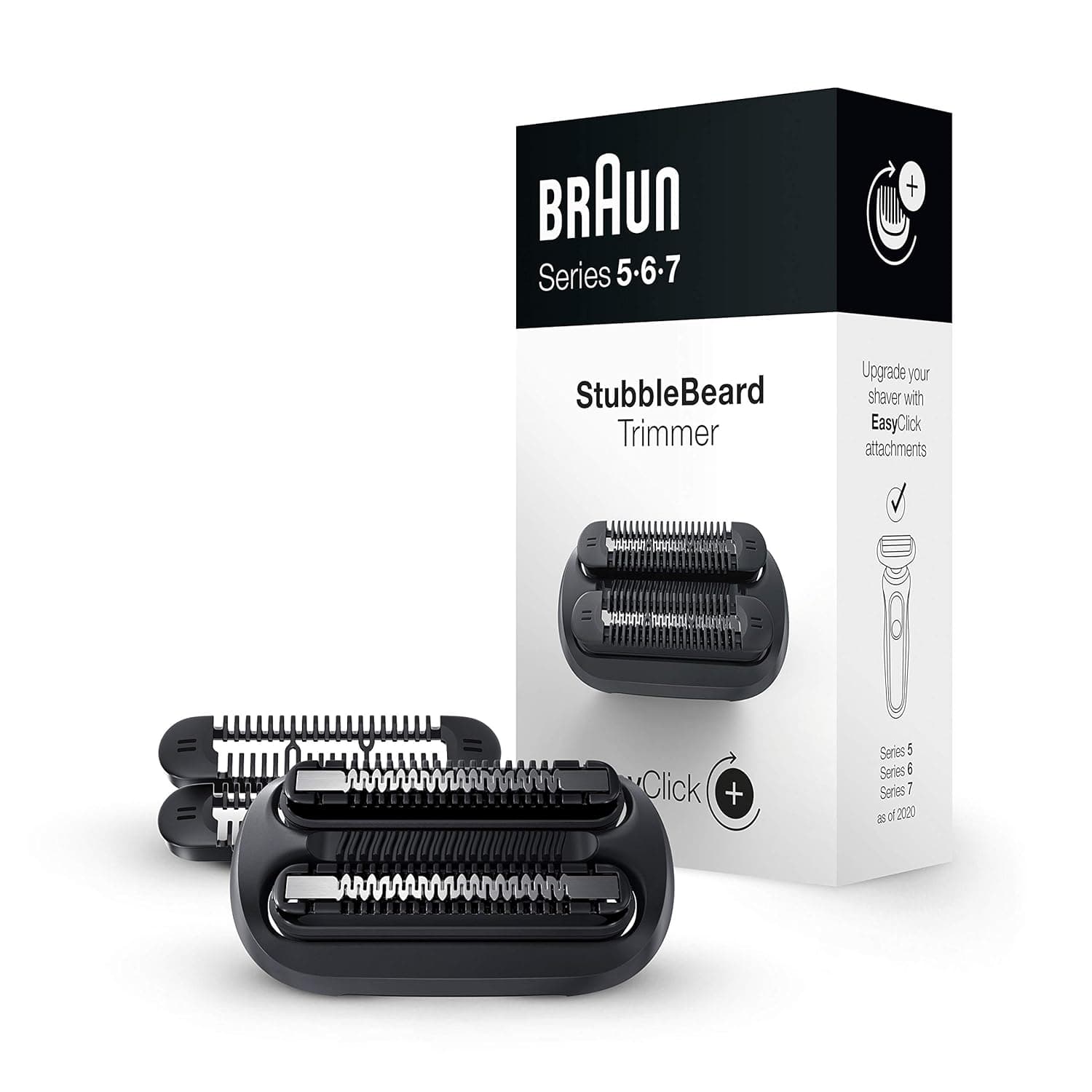 Braun EasyClick Stubble Beard Trimmer Attachment for Series 5, 6 and 7 Electric Shaver 5018s, 5020s, 6075cc, 7071cc, 7075cc, 7085cc, 7020s, 5050cs, 6020s, 6072cc, 7027cs