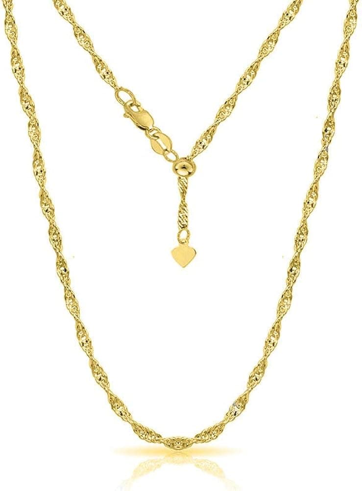 Verona Jewelers 925 Sterling Silver 1.5MM Adjustable Singapore Chain Twist Chain Necklace For Women- 24" Slider Necklace, Bolo Necklace for Women
