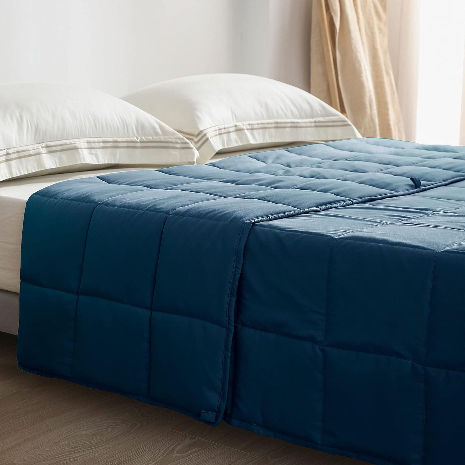 Exclusivo Mezcla Navy Weighted Blanket (48"x72" 17lbs), Twin Size Heavy Blanket with Premium Glass Beads