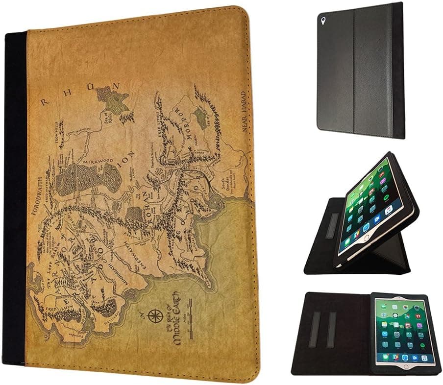 000873 - Lord Of The Ring Map Of Middle Earth Design Apple iPad 9.7 inch 2017 Flip Case Purse pouch Stand Cover