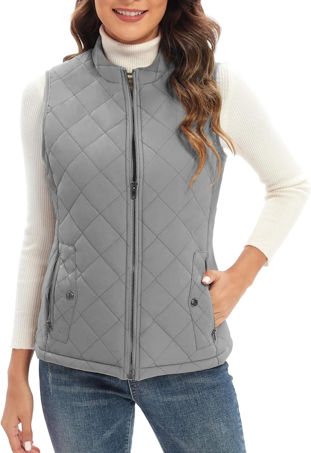 Xeoxarel Women's Quilted Vest, Puffer Sleeveless Jacket (XS-XXL)