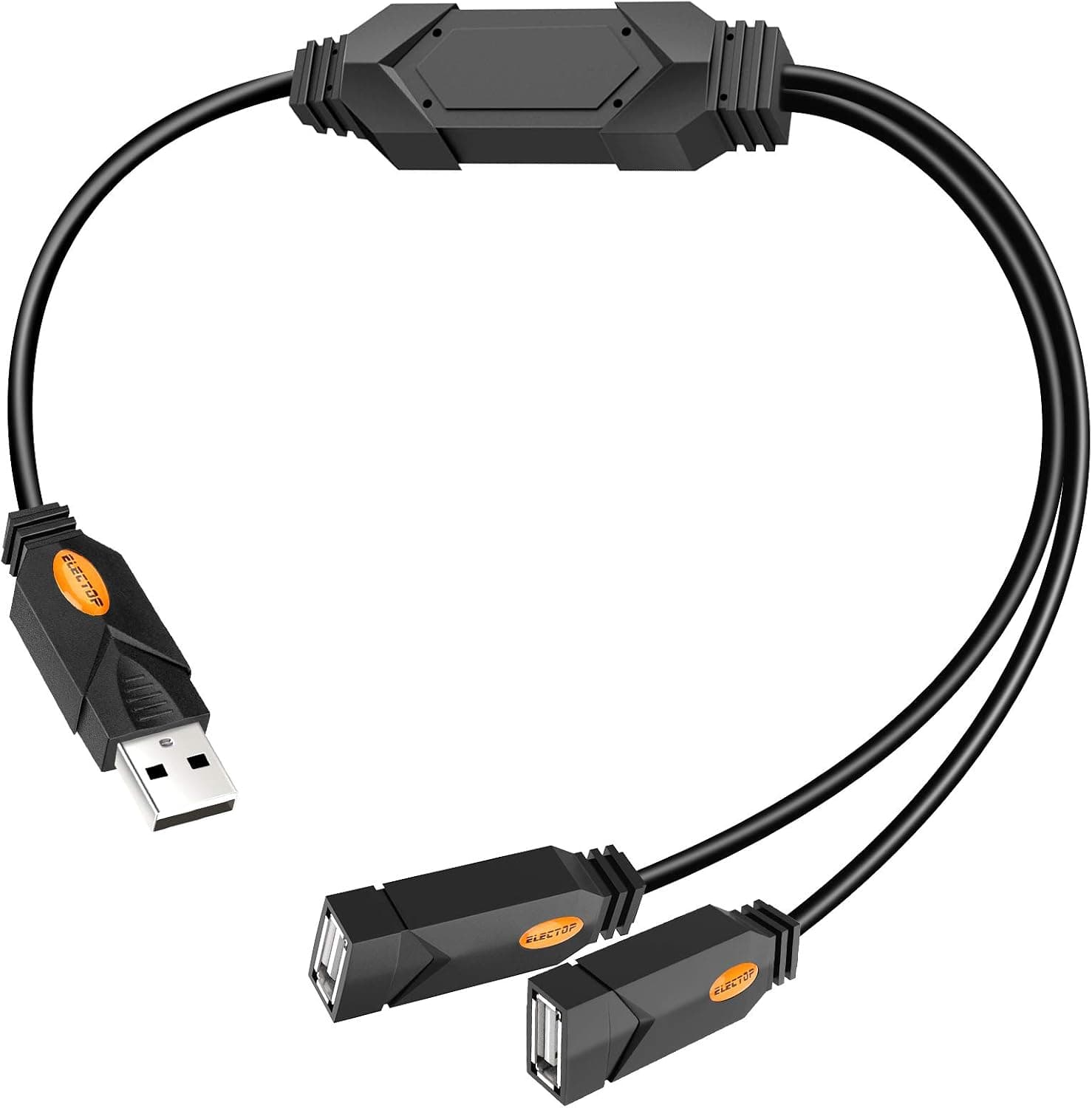 USB Splitter, Electop 2 Ports USB A Hub, Dual Female Y Charging Splitter Cord Support iOS & Android System Data Sync & Charging