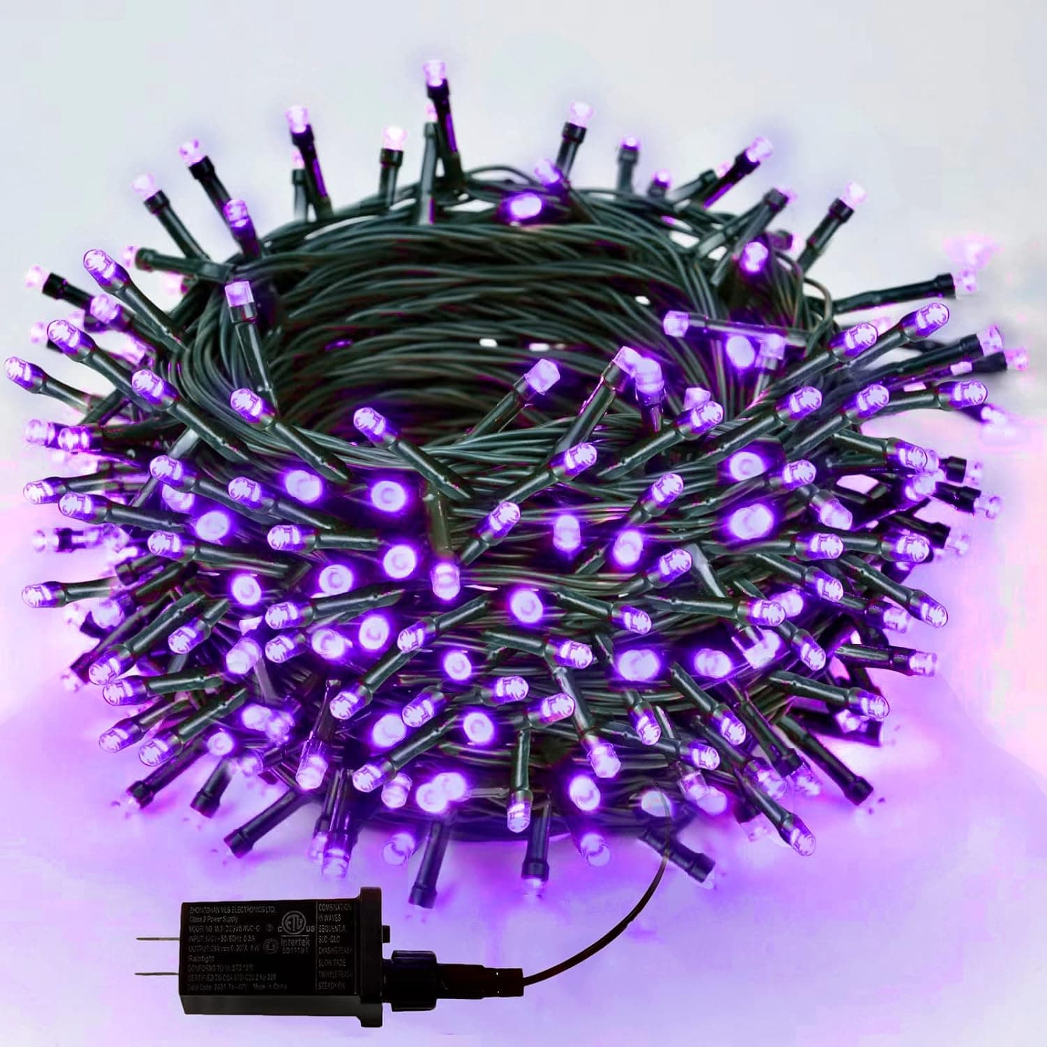 EEW 88FT 240LED Purple Christmas Lights, Waterproof LED String Lights Indoor/Outdoor, 8 Mode Green Wire Mini Twinkle Lights for Tree Party Wedding Xmas Tree Decoration