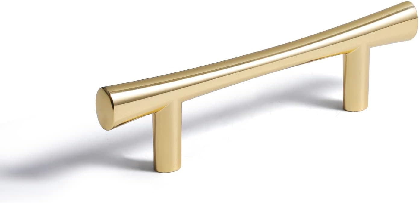 SORWDUERM Cabinet Pull Handles Gold Dresser Pull Hardware Pulls Bedroom Furniture Bar Handle Zinc Alloy 3" Hole Center,4.85" Length 5 Pack