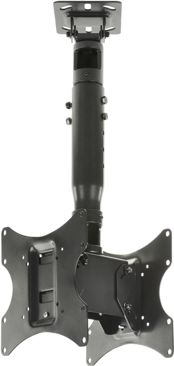 Ceiling TV Mount, Holds 2 Screens 23"-42", VESA Compatible, Tilting, Height Adjustable (Black Steel)