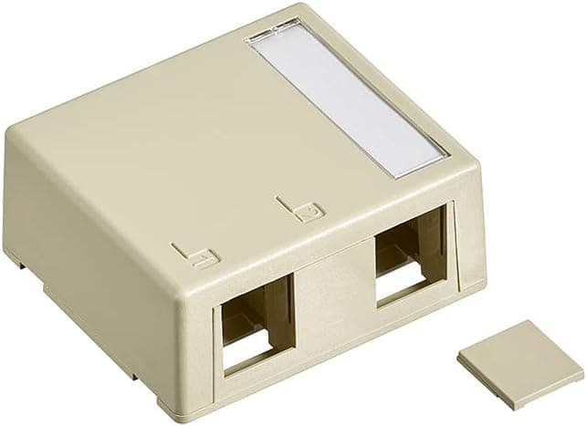 Leviton 41089-2IP QuickPort Surface Mount Housing, 2-Port, Ivory, Includes 1 Blank QuickPort Insert