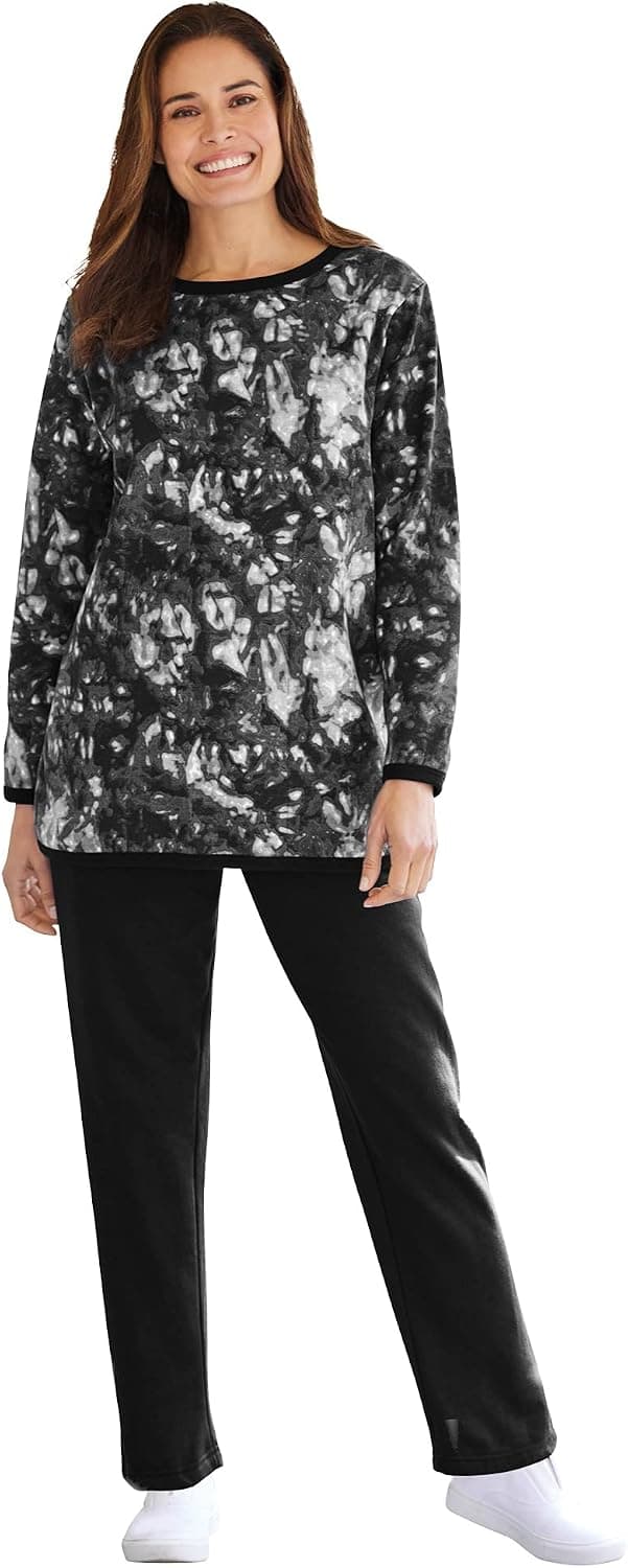 Woman Within Women's Plus Size Fleece Sweatshirt Set Sweatsuit