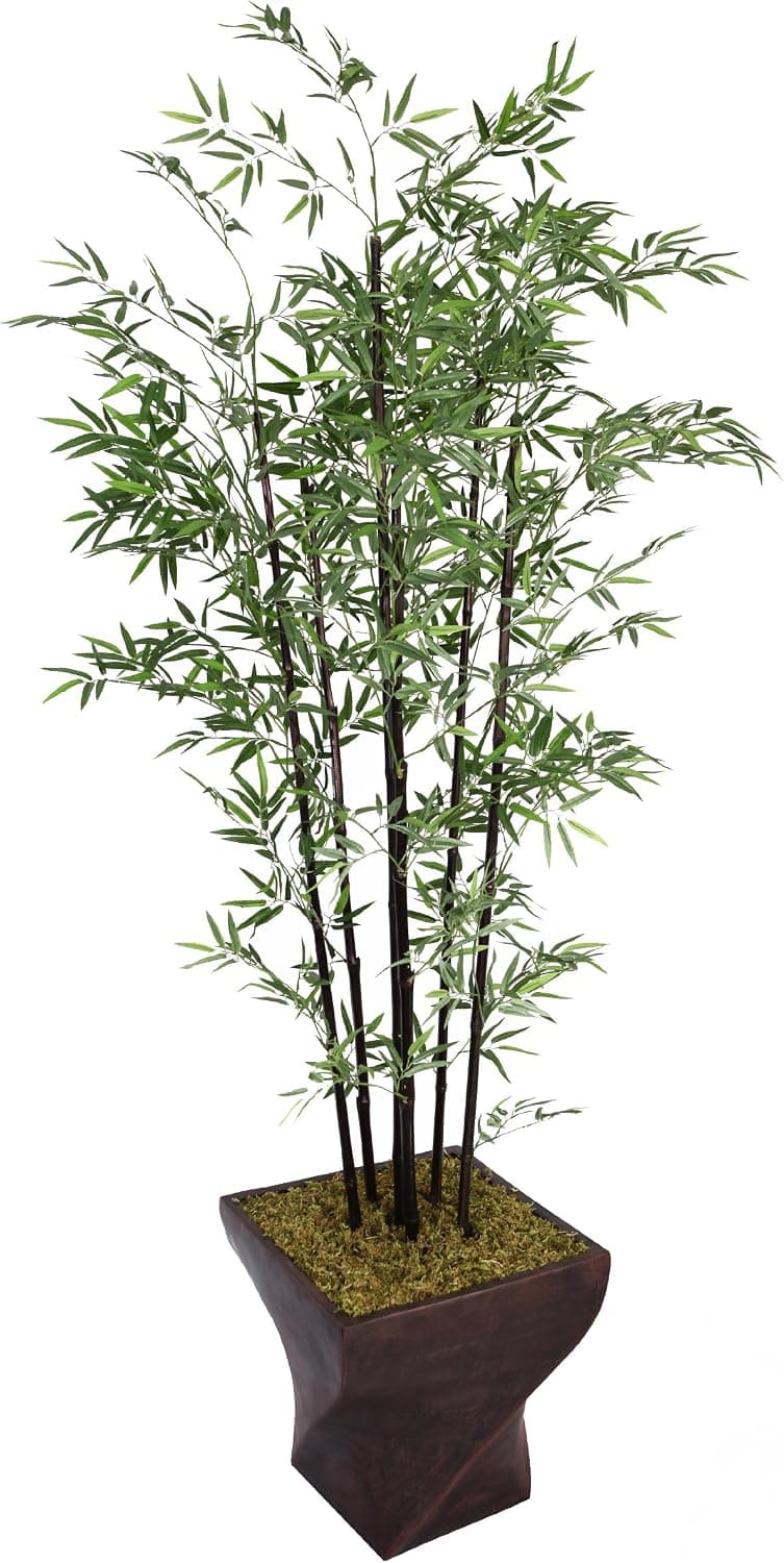 Vintage Home 82 Inch Tall Black Bamboo Tree in 17 Inch Fiberstone Planter