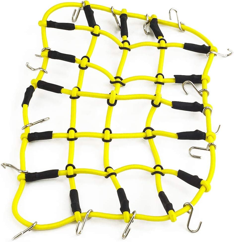 Seminer 1/10 RC Elastic Luggage Net for for 1:10th RC Rock Crawler Scale Car Accessories （Yellow）