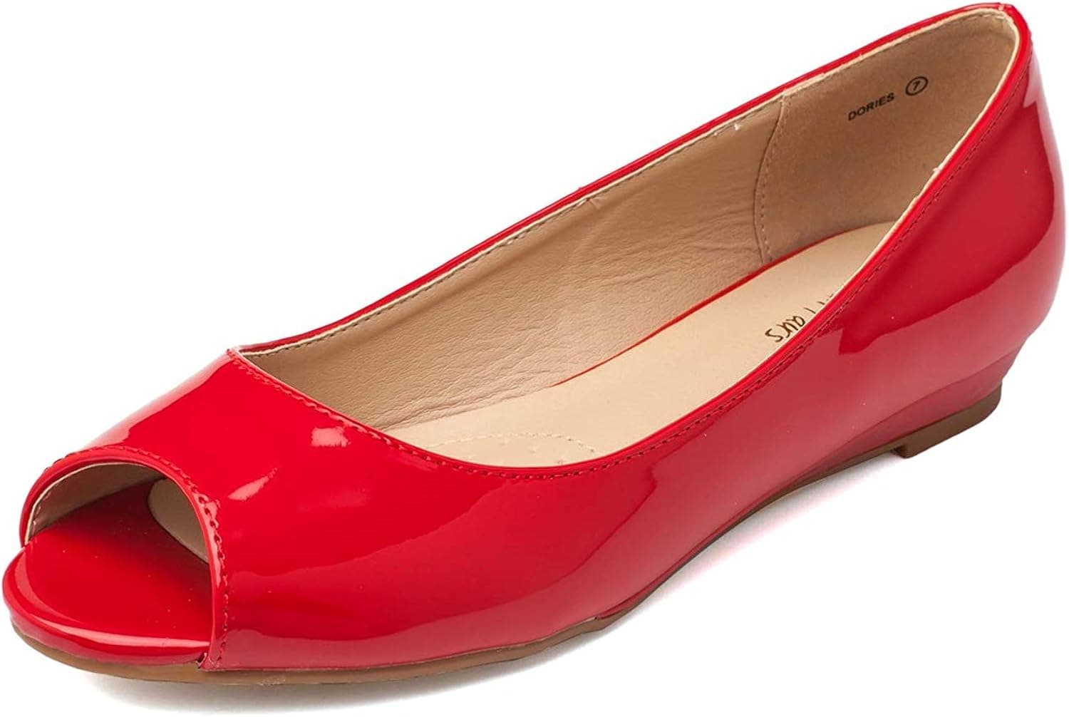 DREAM PAIRS Women's Low Wedge Peep Toe Flats Shoes