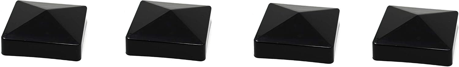 Pyramid True 4" x 4" (100mmx100mm) Plastic Vinyl Fence Post Cap Black or White/Multiple Quantities (4, Black)