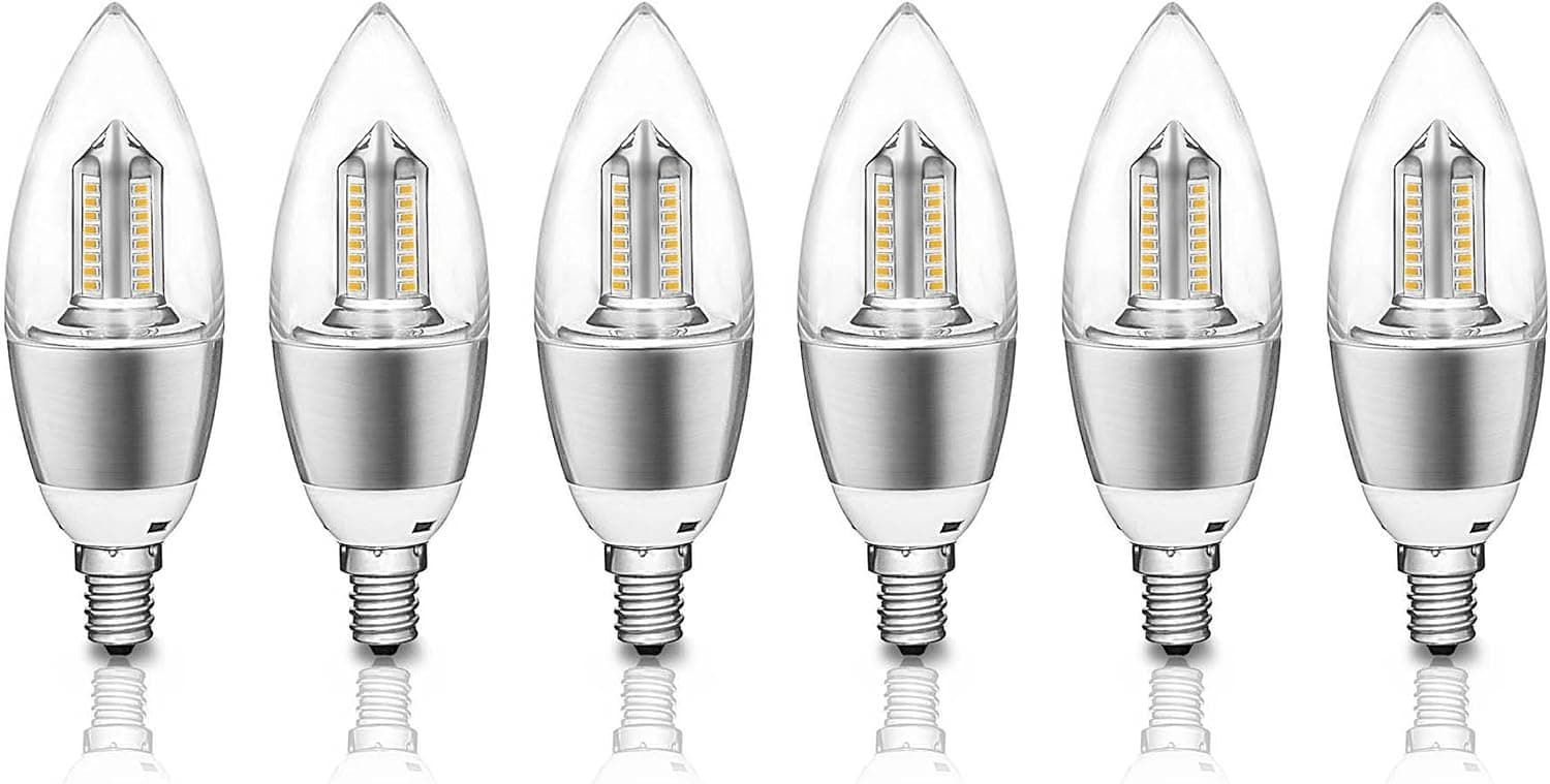 LED Candelabra Bulb 6Pcs, Eyourlife 4-Watt Warm White Dimmable 2800K LED Chandelier Bulb, 60-Watt Light Bulbs Equivalent, E12 Candelabra Base LED Light Bulbs, 400 Lumens Bulb Torpedo Shape LED Bulb