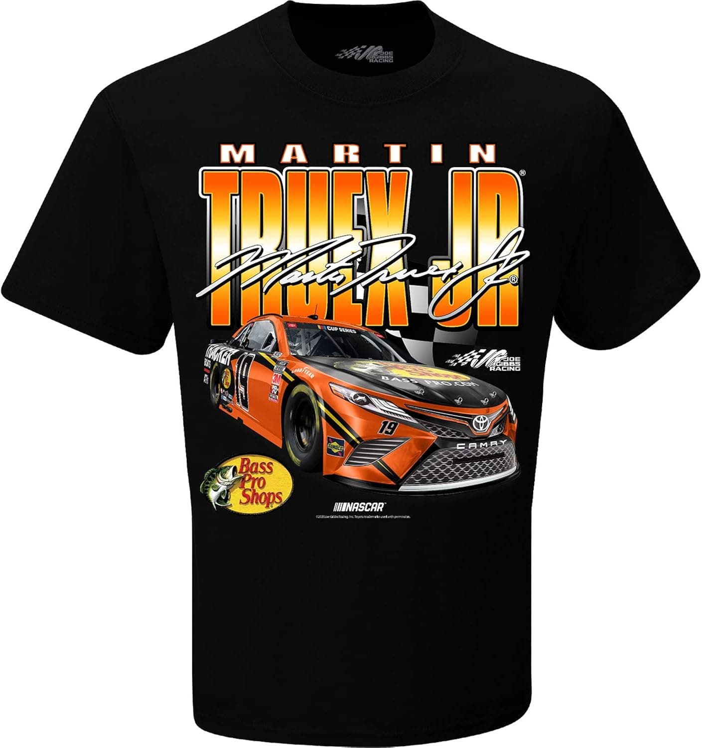 Martin Truex 2020 Bass Pro Shops NASCAR Finish Line Black T-Shirt (2XL)