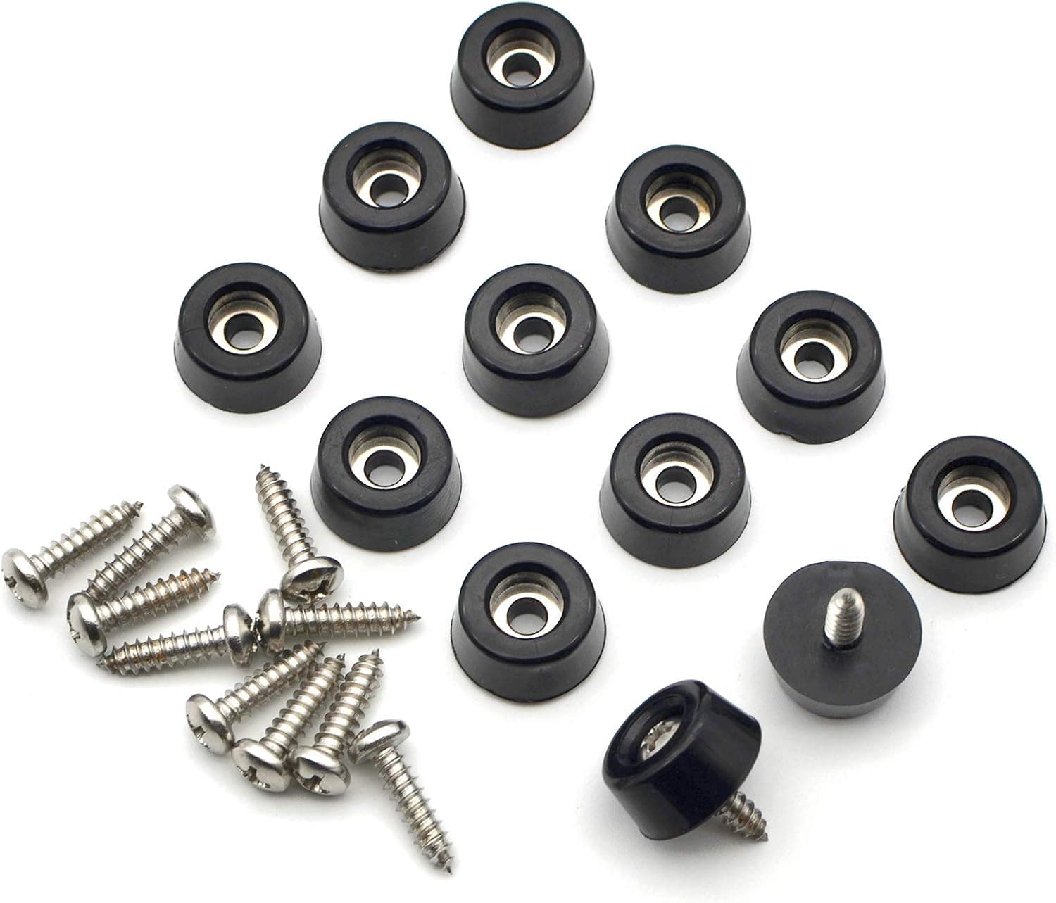 Cutting Board Feet, Small Round Rubber Feet Bumpers with Stainless Screws, Non Slip, Non Marking, 11/16" W x 5/16" H (12)