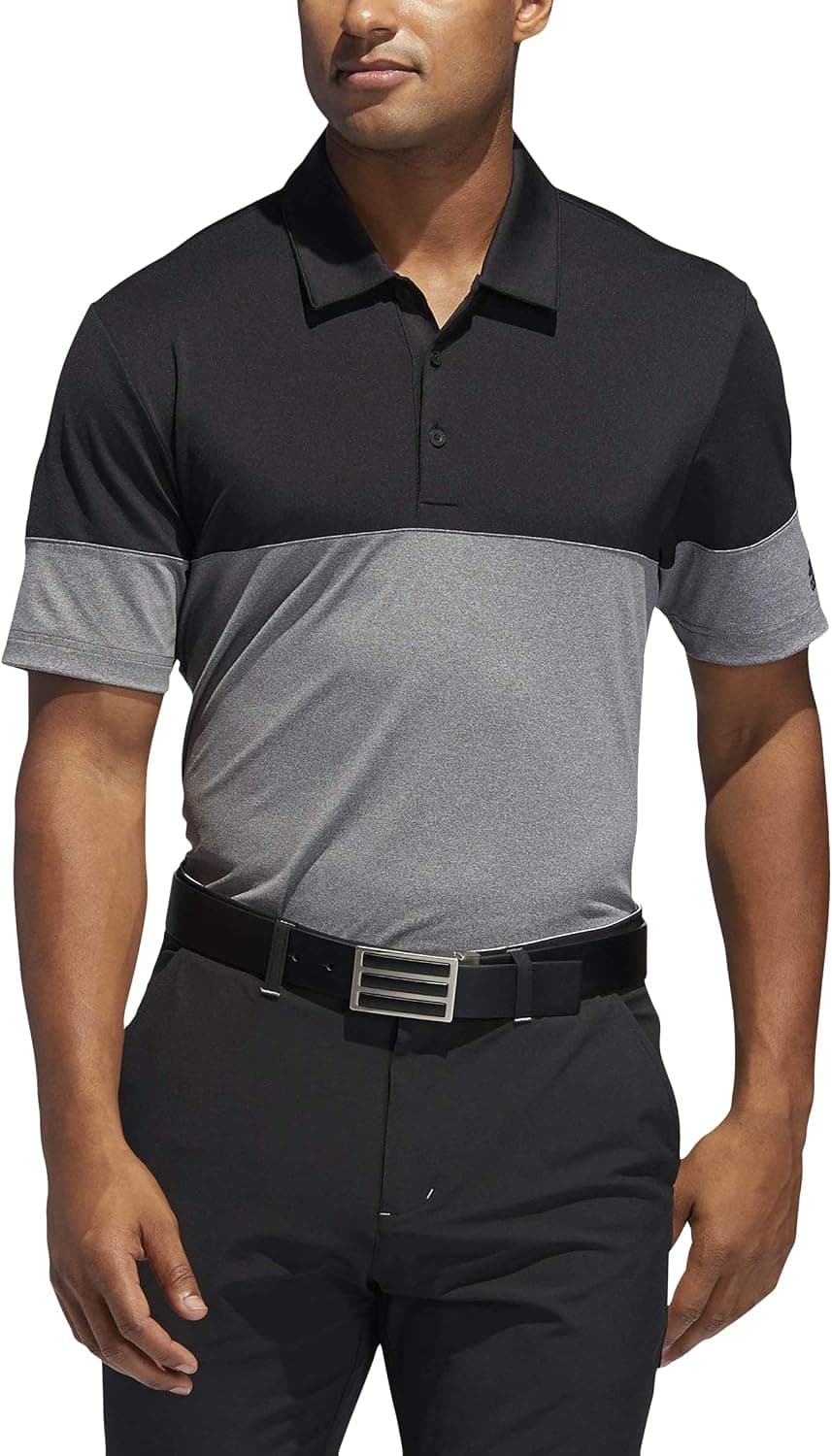adidas Men's Ultimate 3-Stripe Heather Blocked Polo