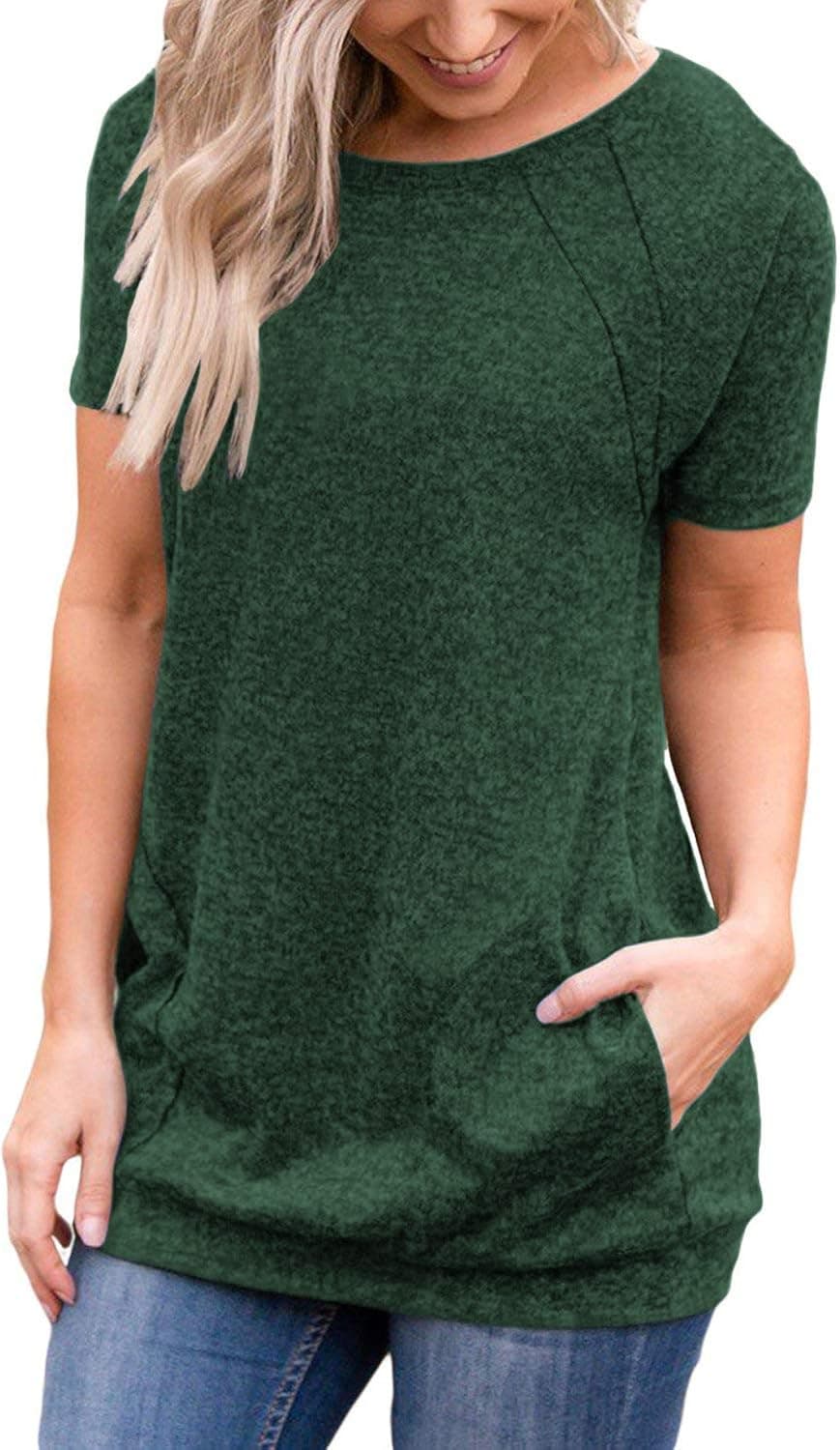 Muhadrs Women's Long/Short Sleeve Casual Tunic Tops Loose Blouse Shirts with Pockets