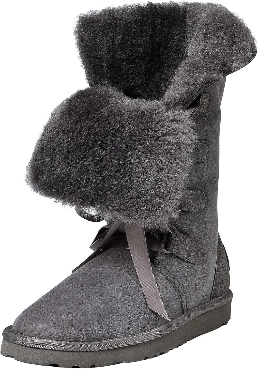 AUSLAND Women's Waterproof Snow Boots with Fur Tall Lace Up Winter Boots 5118