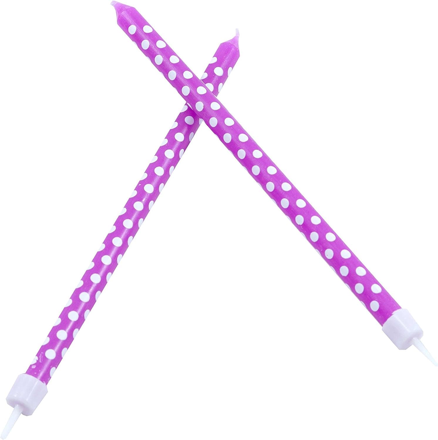 R Ideas Limited Long Party Candles and Holders, Purple, 1-Pack (10 Candles in Total)