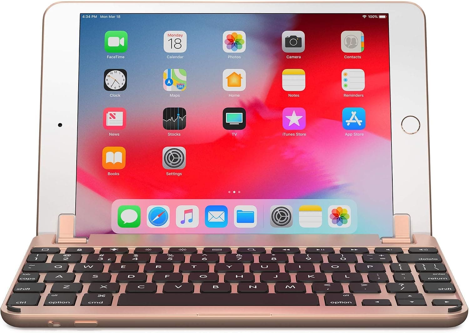 Brydge 7.9 Keyboard for iPad Mini (2019) 5 and iPad Mini 4 | Backlit Keys | Aluminum | Bluetooth Wireless | Rotating Hinges | 180 Degree Viewing (Gold)