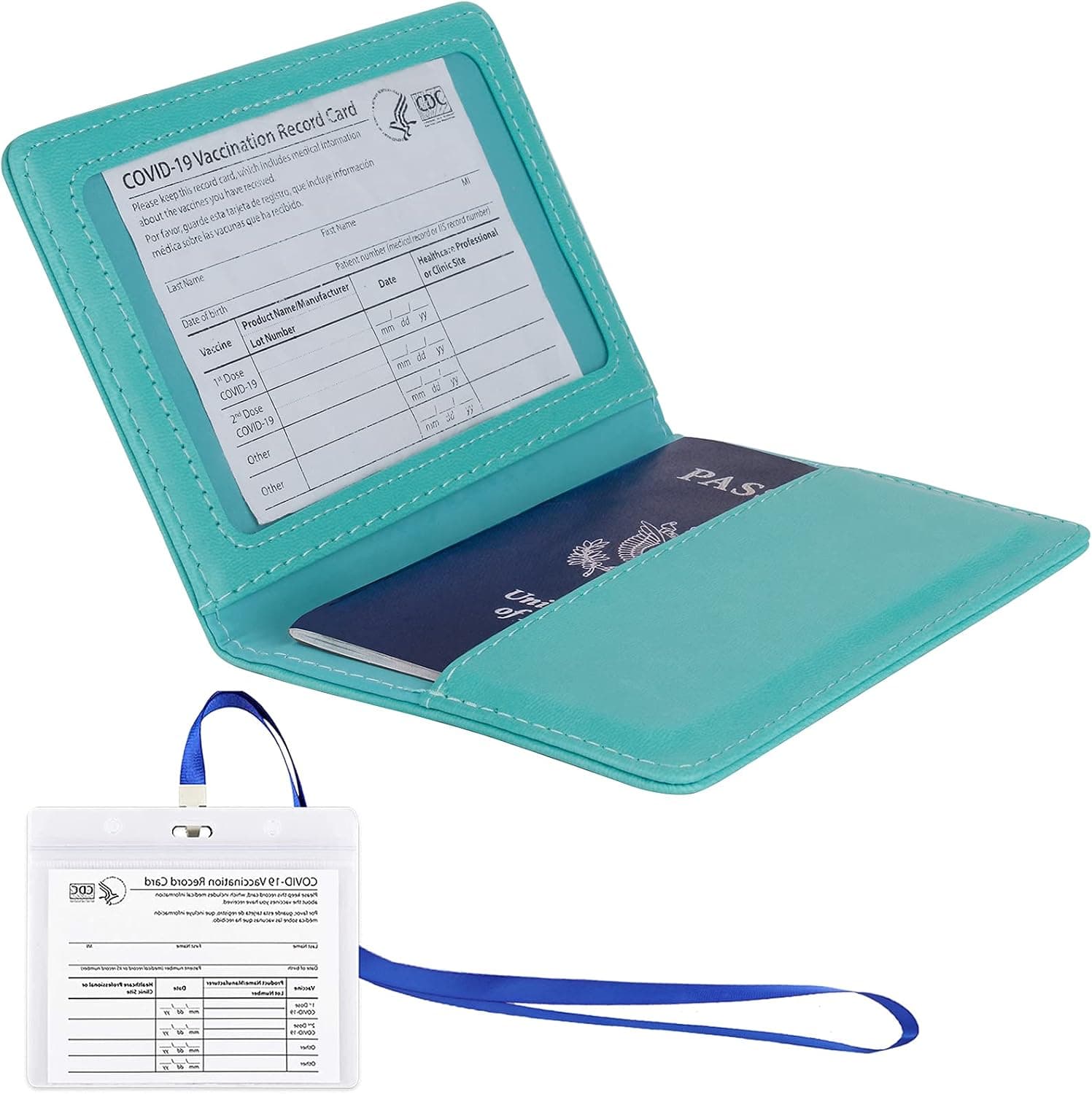 TOOVREN Passport and Vaccine Card Holder Combo Passport Holder with Vaccine Card Slot Travel Document Organizer, Travel Wallet Passport Cover & Vaccine Card Protector Passport Wallet for Men / Women