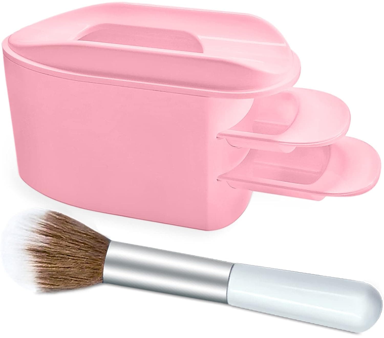 AMAZDIP Dip Powder Recycling Tray System with Scoop, Nail Art Tech Must Have Portable Dipping Powder Sequins Glitter Decoration Storage Box Container Holder Saver Tool and Soft Nail Dip Powder Brush