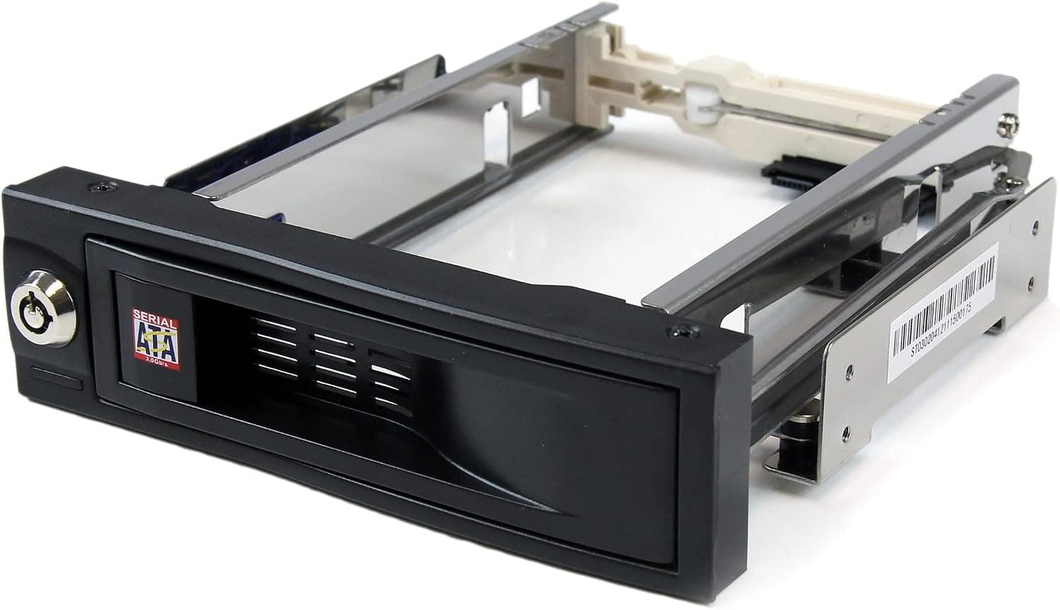 StarTech.com 5.25in Trayless Hot Swap Mobile Rack for 3.5in Hard Drive - Internal SATA Backplane Enclosure - Lockable drive bay (HSB100SATBK) Black