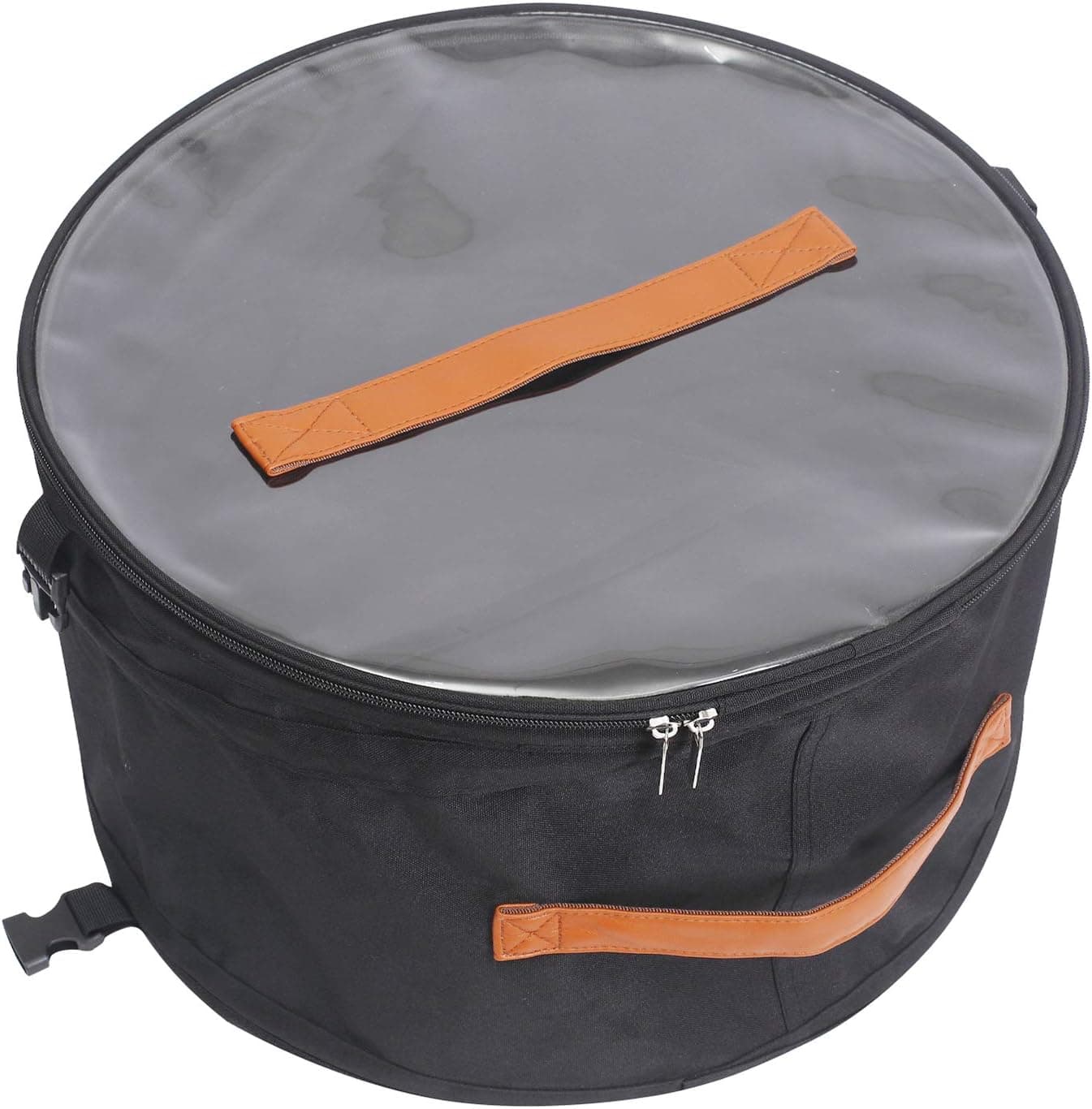 Premium Hat Pop up Storage Bag With Dust Lid,Foldable Round Hat Storage Box Large Family Travel Storage Box 17 inch Black