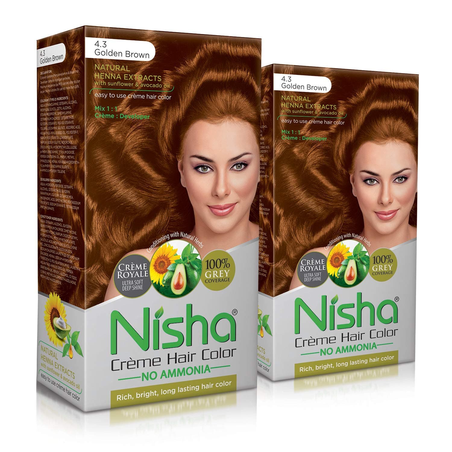 Nisha Creme Hair Color Golden Brown (pack of 2)
