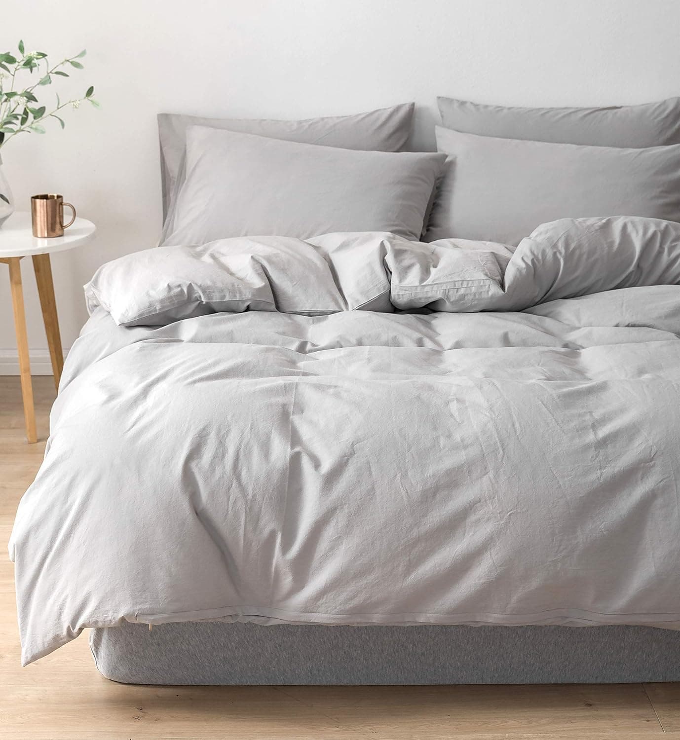 HTgroce King Duvet Cover,100% Washed Microfiber,Bedding Duvet Cover Set,Solid Color-Soft and Breathable Comforter Cover with Zipper Closure & Corner Ties (Grey,King)(No Comforter/Stuff)
