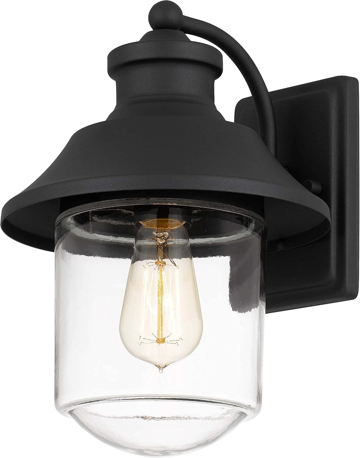 Tawson ABEL Outdoor Wall 1-Lights Exterior 9.8" W Lantern Fixtures with Clear Glass Shade Cylinder, Matte Black Wall Sconce, Weather Resistant for Entryway, Doorway, Corridor, Bulbs Not Included