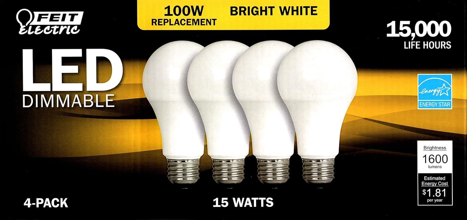 100 watt Dimmable Led bulbs 4 pack