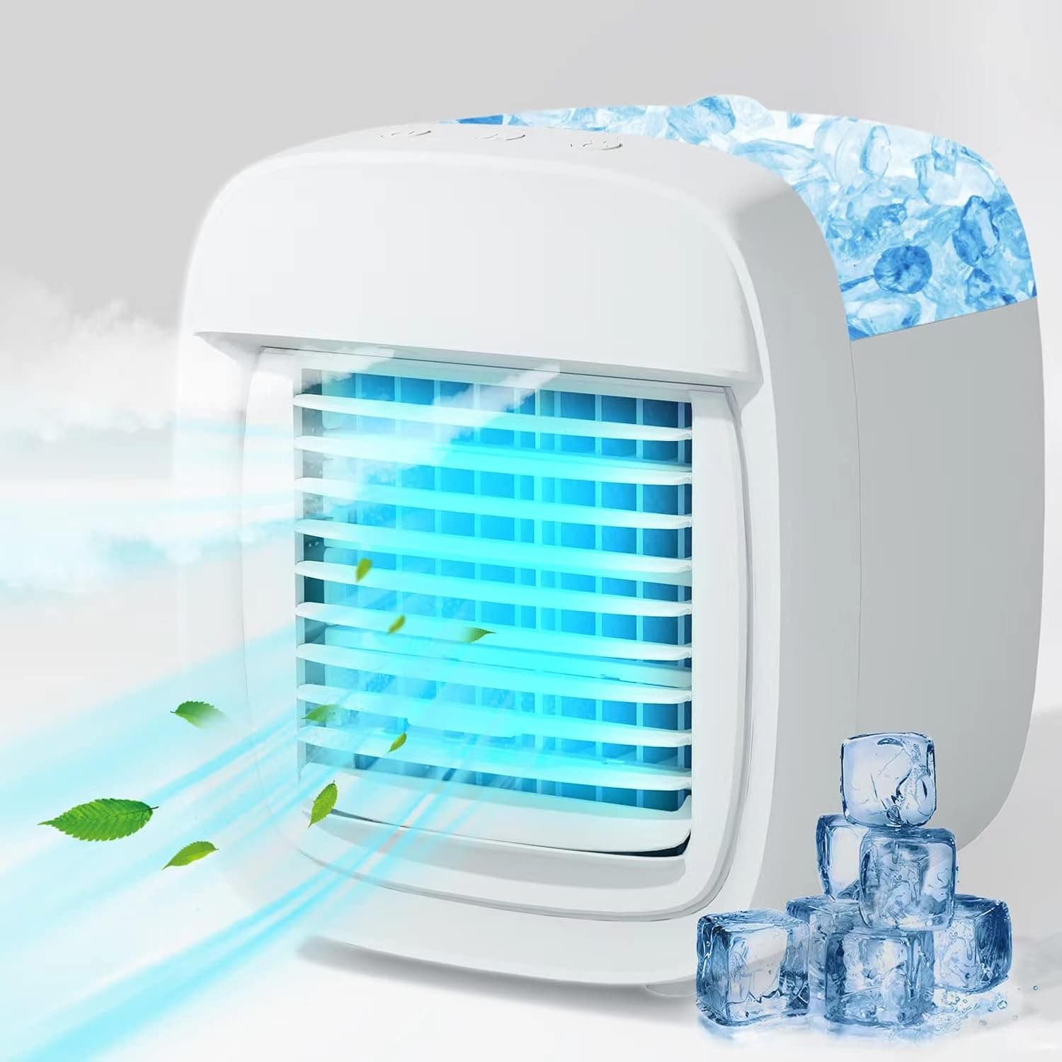 ANGORADO Portable Air Conditioner for Personal, Mini Air Conditioner Fan with LED Night Light, Evaporative Air Cooler for Small Room, Kitchen, Home and Office
