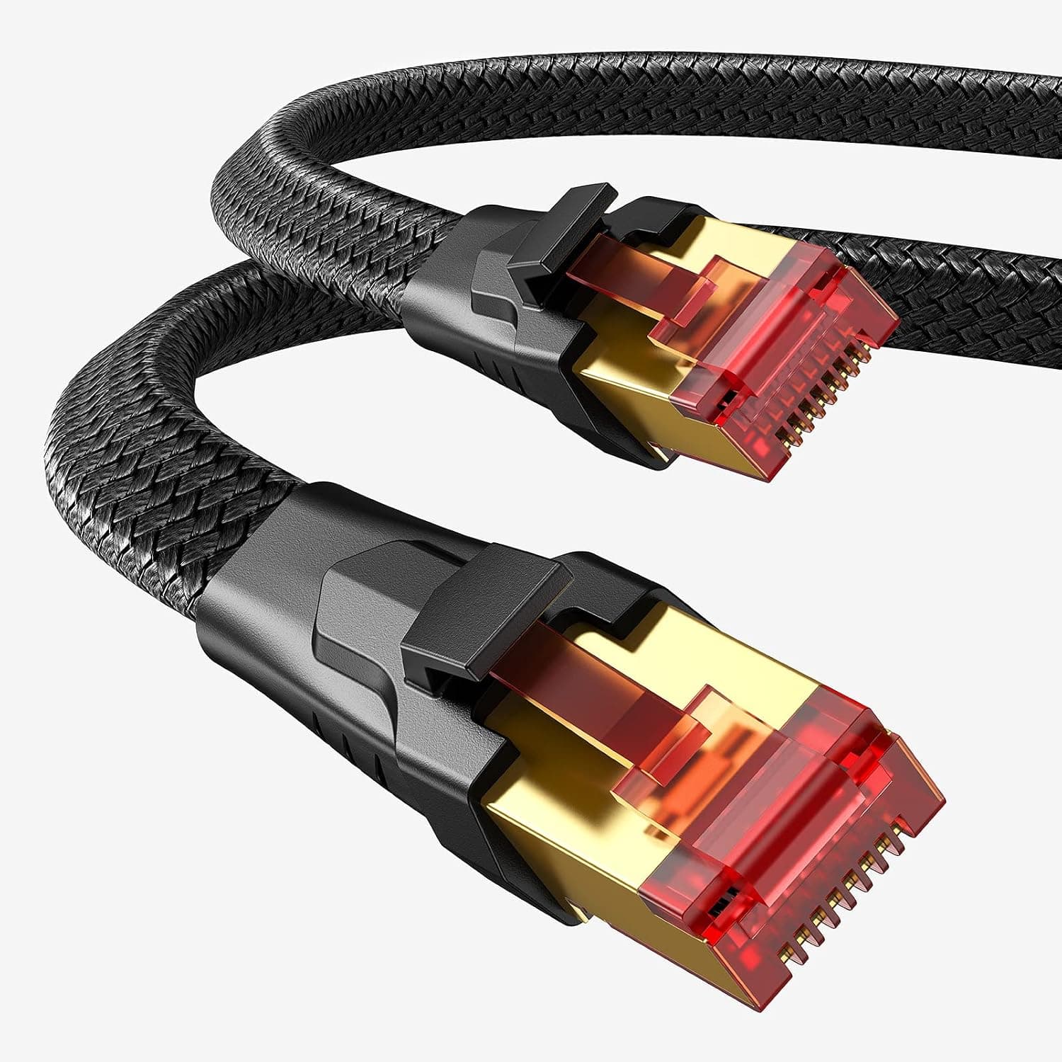 Cat 8 Ethernet Cable 3ft, Capshi Heavy Duty High Speed Cat8 LAN Network Cable, 40Gbps 2000Mhz SFTP Patch Cord Cat8 LAN Network RJ45 Cable for Router, Modem, Gaming, Switch